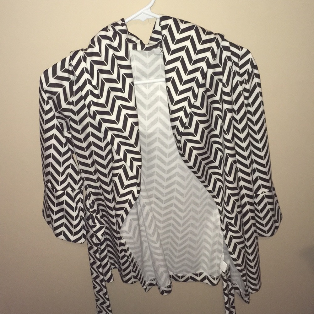 Black and white chevron striped cardigan